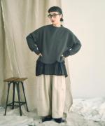 コットンリネン起毛ツイル　カーゴワイドパンツ