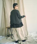 コットンリネン起毛ツイル　カーゴワイドパンツ