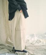 コットンリネン起毛ツイル　カーゴワイドパンツ