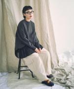 コットンリネン起毛ツイル　カーゴワイドパンツ