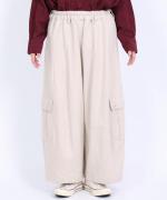 コットンリネン起毛ツイル　カーゴワイドパンツ