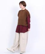 コットンリネン起毛ツイル　カーゴワイドパンツ