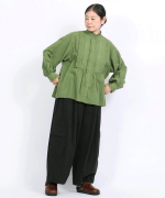 コットンリネン起毛ツイル　カーゴワイドパンツ