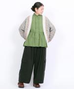 コットンリネン起毛ツイル　カーゴワイドパンツ