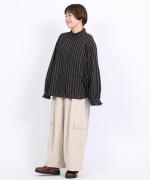 ウールコットンストライプ　ブラウス