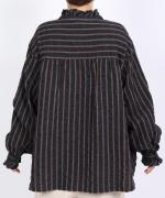 ウールコットンストライプ　ブラウス