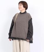 ウールコットンストライプ　ブラウス