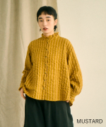 ウールコットンストライプ　ブラウス