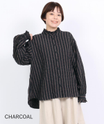 ウールコットンストライプ　ブラウス