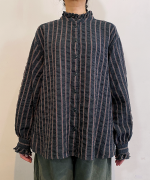 ウールコットンストライプ　ブラウス