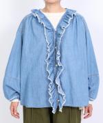 ライトオンスデニム　フリルブラウス