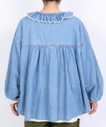 ライトオンスデニム　フリルブラウス