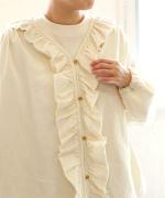 ライトオンスデニム　フリルブラウス