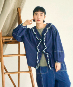 ライトオンスデニム　フリルブラウス