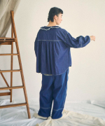 ライトオンスデニム　フリルブラウス