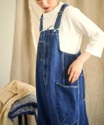 キナリヘリンボンオックス／10ozデニム　サロペット