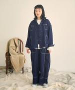 キナリヘリンボン／10ozデニム　カバーオール