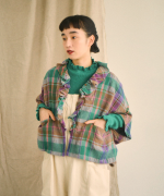 ウールコットンチェック　ボレロ