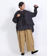 ふわふわコットン　フリルレイヤードブラウス