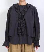 ふわふわコットン　フリルレイヤードブラウス