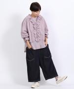 ふわふわコットン　フリルレイヤードブラウス