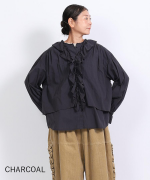 ふわふわコットン　フリルレイヤードブラウス