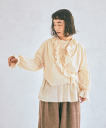 ふわふわコットン　フリルレイヤードブラウス