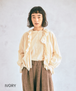 ふわふわコットン　フリルレイヤードブラウス
