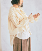 ふわふわコットン　フリルレイヤードブラウス