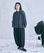 コットンリネンキャンバス/4.5ozコットンリネンデニム　フリルシャツ