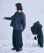 コットンリネンキャンバス/4.5ozコットンリネンデニム　フリルシャツ