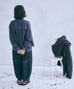 コットンリネンキャンバス/4.5ozコットンリネンデニム　フリルシャツ