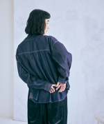 コットンリネンキャンバス/4.5ozコットンリネンデニム　フリルシャツ