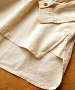 コットンリネンキャンバス/4.5ozコットンリネンデニム　フリルシャツ