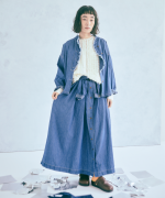 コットンリネンキャンバス/4.5ozコットンリネンデニム　フリルシャツ