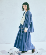 コットンリネンキャンバス/4.5ozコットンリネンデニム　フリルシャツ