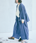 コットンリネンキャンバス/4.5ozコットンリネンデニム　フリルシャツ