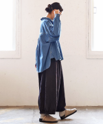 コットンリネンキャンバス/4.5ozコットンリネンデニム　フリルシャツ