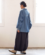 コットンリネンキャンバス/4.5ozコットンリネンデニム　フリルシャツ