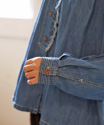 コットンリネンキャンバス/4.5ozコットンリネンデニム　フリルシャツ