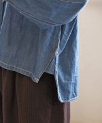 コットンリネンキャンバス/4.5ozコットンリネンデニム　フリルシャツ