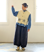 コットンリネンキャンバス/4.5ozコットンリネンデニム　フリルシャツ