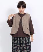 ロービングウール格子柄　ベスト