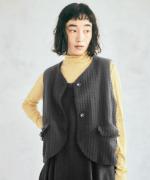 ロービングウール格子柄　ベスト