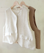 ロービングウール格子柄　ベスト