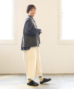 スラブヤーンデニム　ワイドパンツ