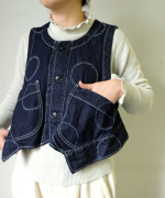 ドットカット刺繡デニム　ベスト
