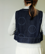 ドットカット刺繡デニム　ベスト