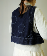 ドットカット刺繡デニム　ベスト