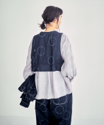 ドットカット刺繡デニム　ベスト